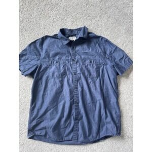 Express Slim Soft Wash Mens XL Navy Blue Short Sleeve Button Down Shirt Cotton